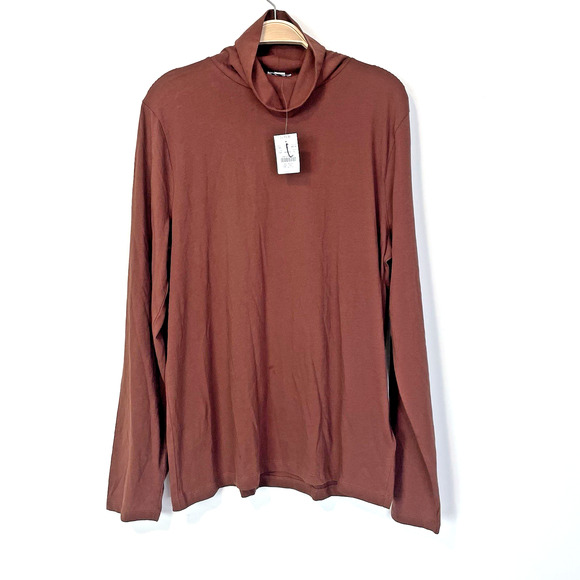 J. Crew Factory Tissue Turtleneck Brown Long Sleeve XL BB748 Lightweight Layer - Picture 1 of 6
